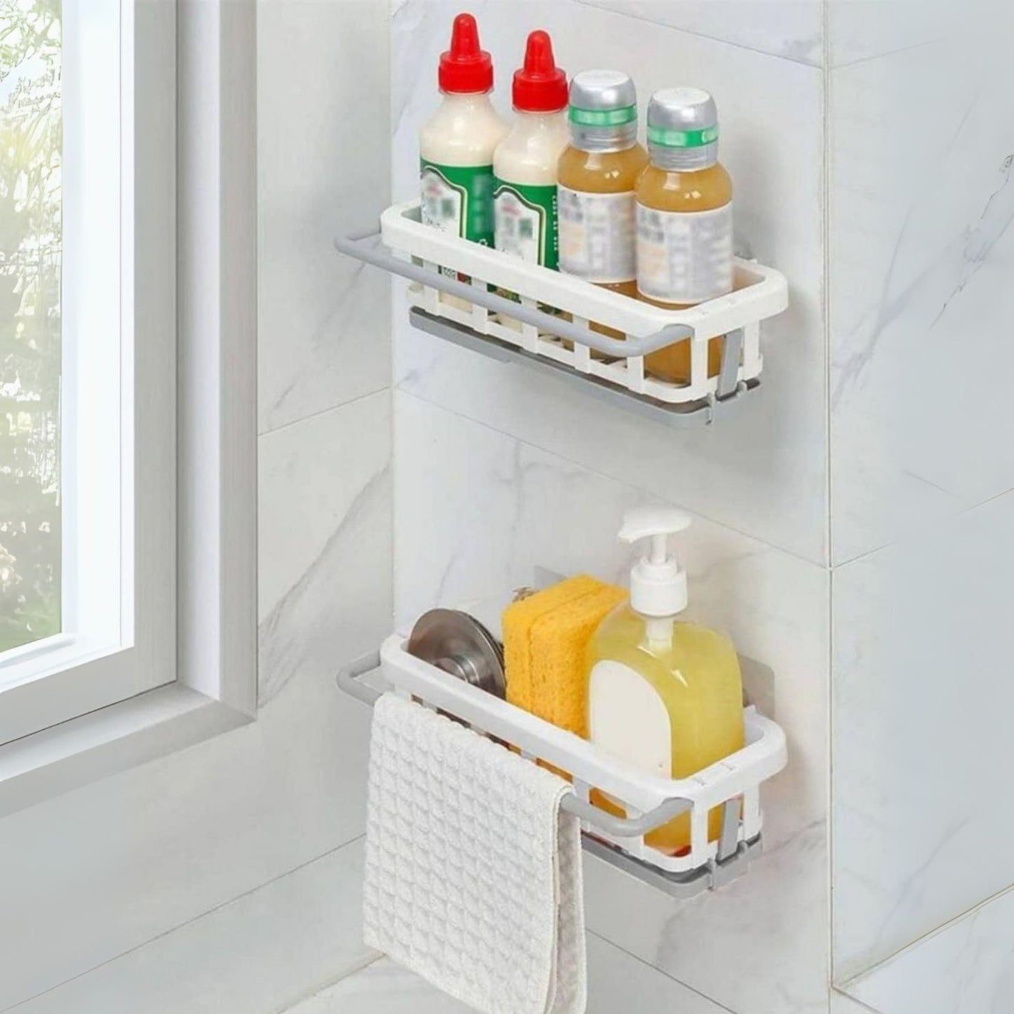 Retractable Sink Storage Tray with Drying Basket