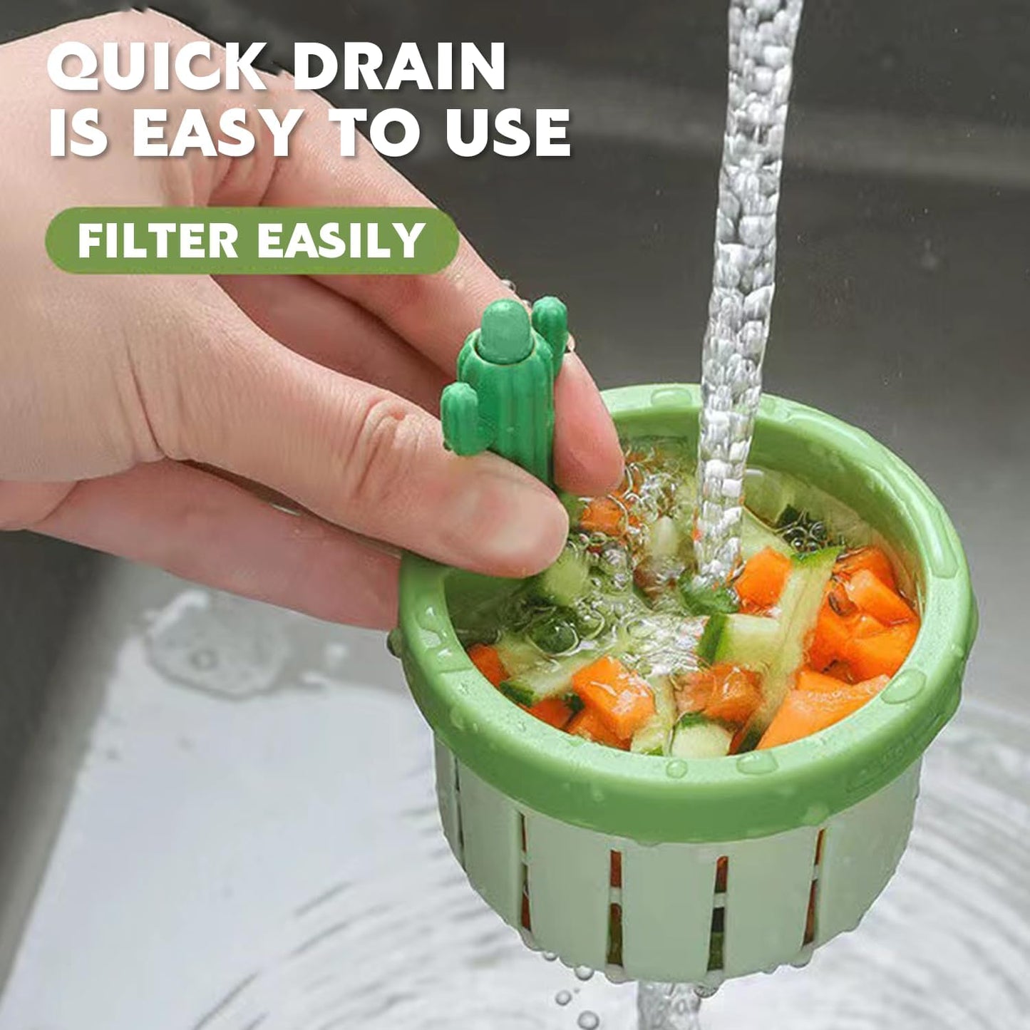 Cactus Kitchen Sink Strainer - Press Automatic Dumping