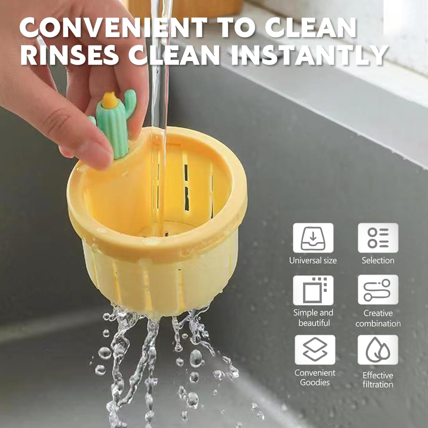 Cactus Kitchen Sink Strainer - Press Automatic Dumping