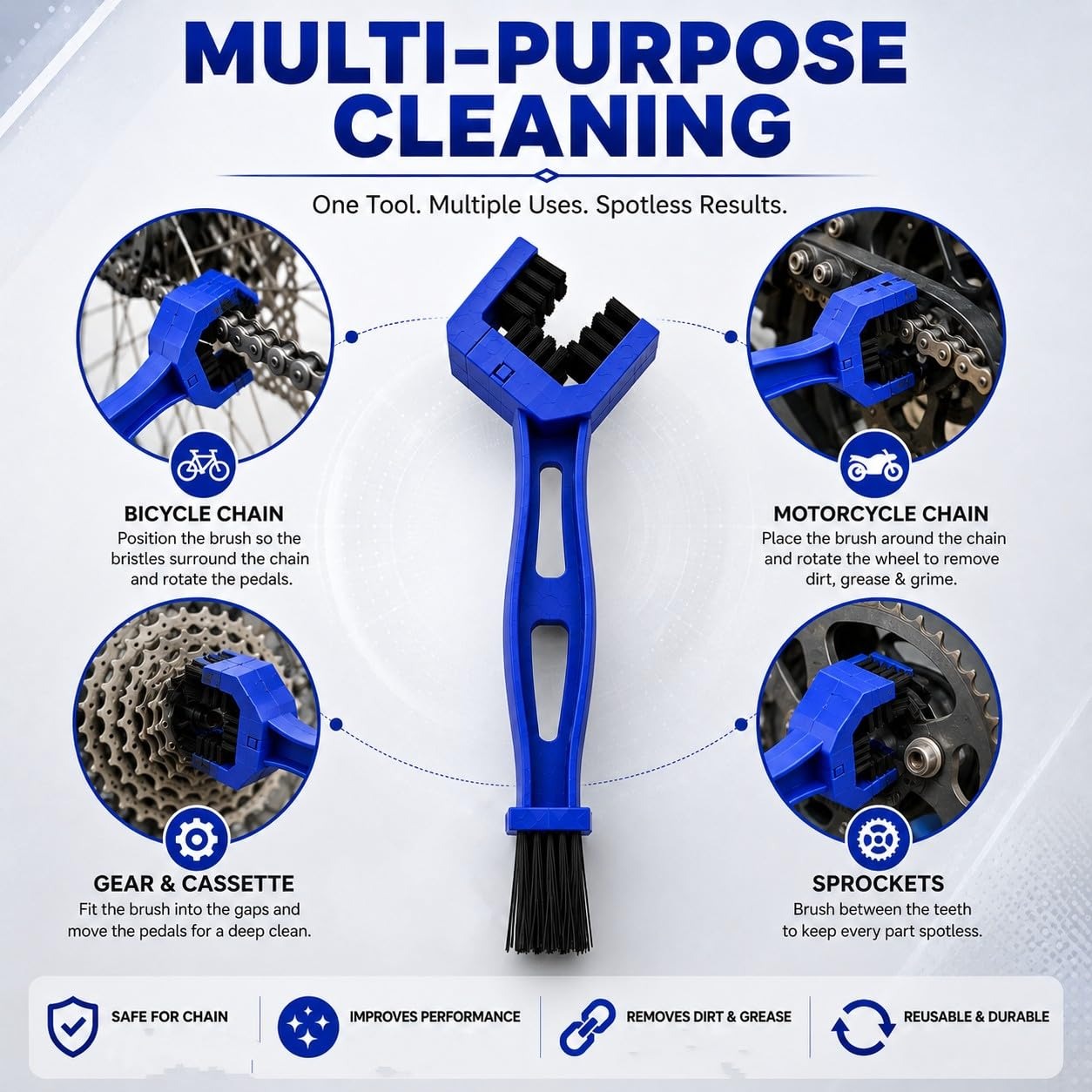 3-Sided Motorcycle Chain Cleaning Brush