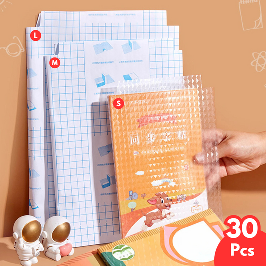 Self-adhesive transparent protective book cover (Pack of 30)