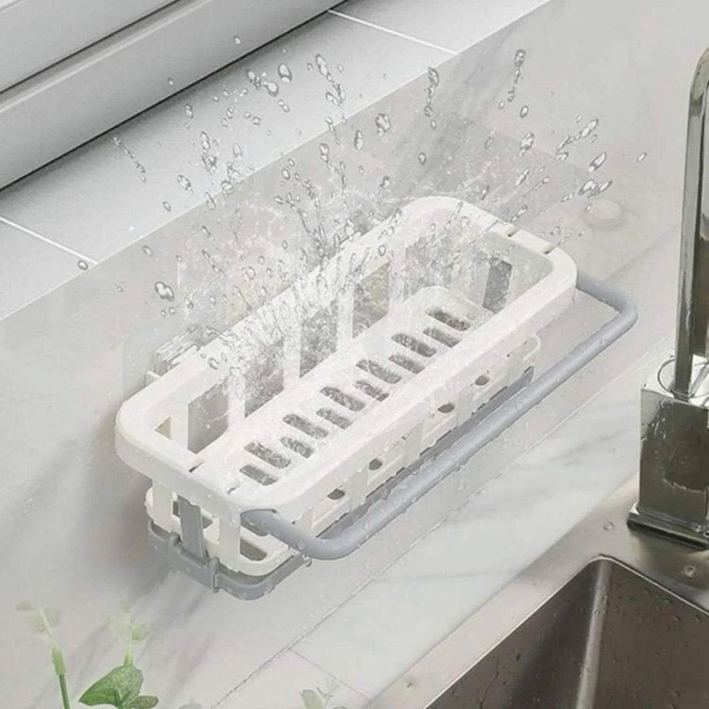 Retractable Sink Storage Tray with Drying Basket