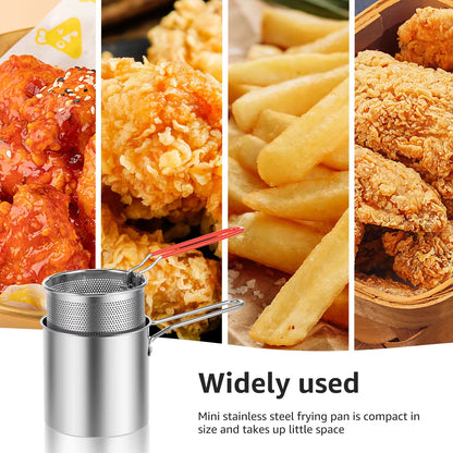 Stainless Steel Deep Frying Pot with Strainer Basket (1200ml)