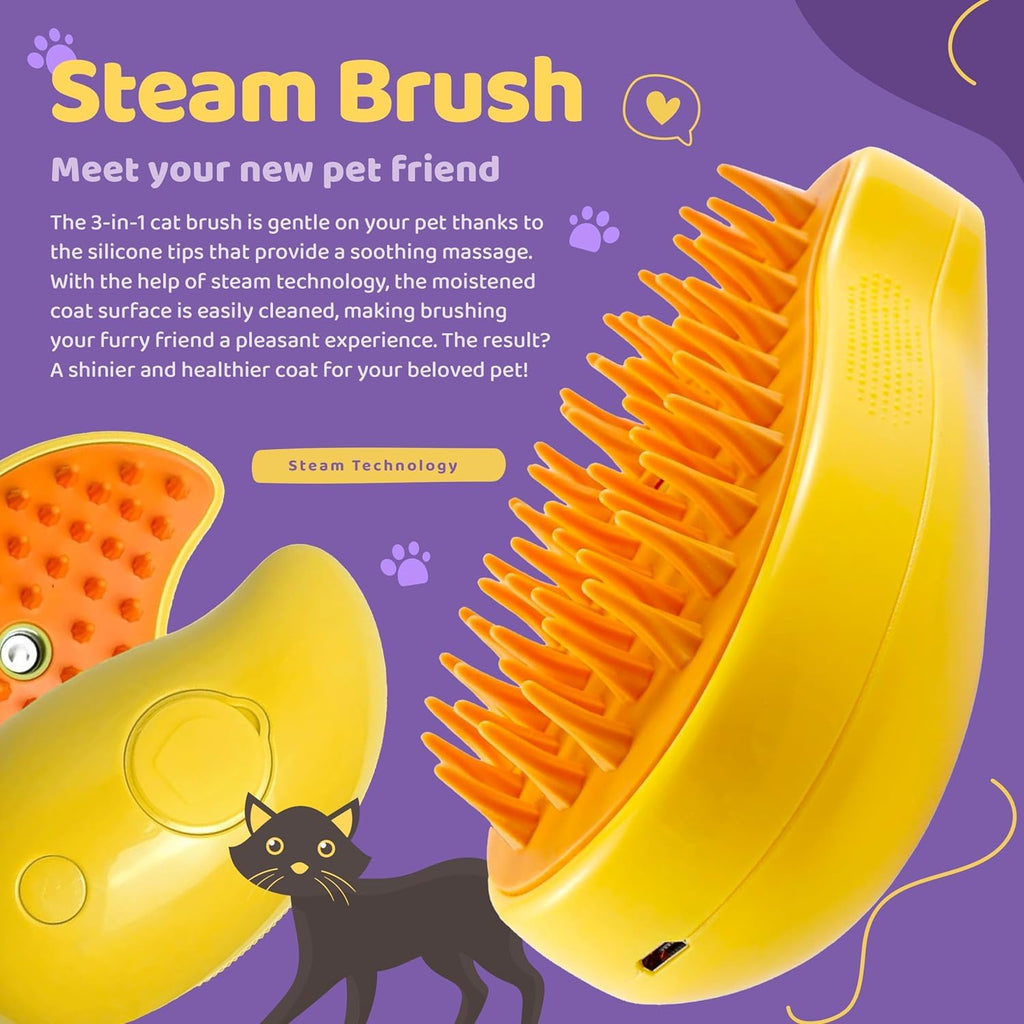 Rechargeable Pet Steam Brush - Shedding & Grooming Tool 🐶🐱