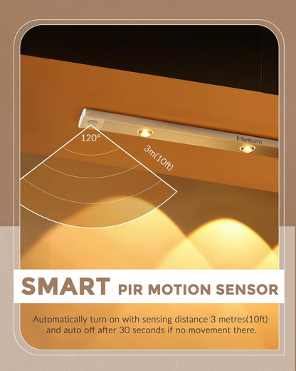 Motion Sensor LED Light Bar, 40cm Rechargeable, 3 Color Modes with Magnetic Install