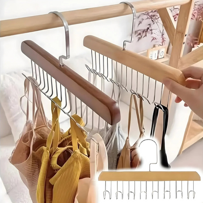 Space Saving 8 Hooks Wooden Hangers ( Pack of 2 Pcs )