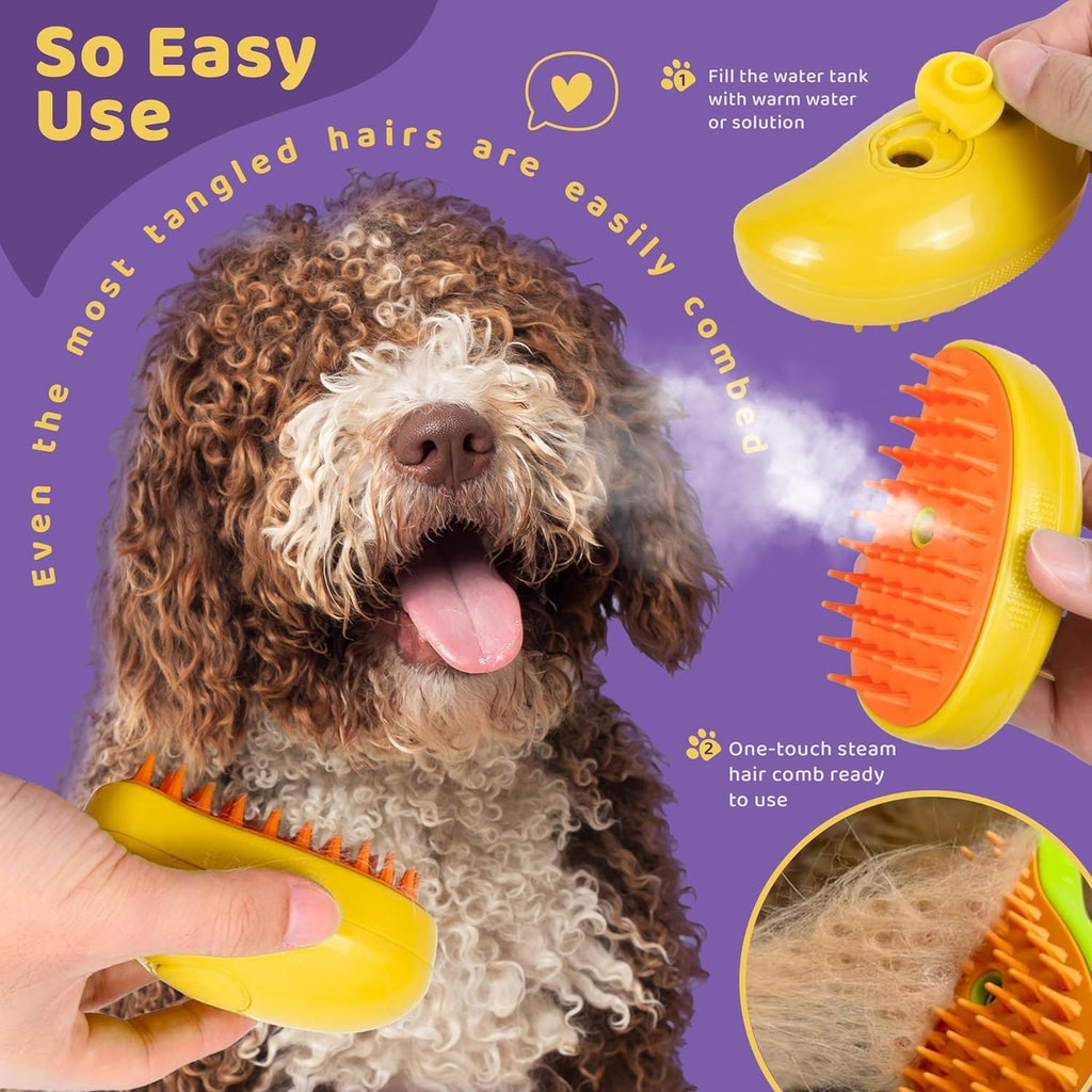 Rechargeable Pet Steam Brush - Shedding & Grooming Tool 🐶🐱