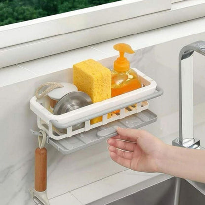 Retractable Sink Storage Tray with Drying Basket