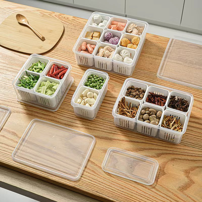 6 Grid Fridge Food Storage Organizer | Preserving Freshness of Cut Veggies and Fruits