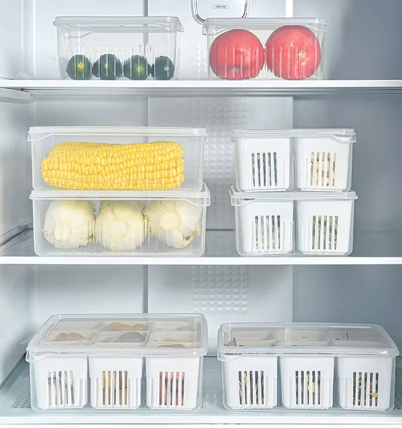 6 Grid Fridge Food Storage Organizer | Preserving Freshness of Cut Veggies and Fruits