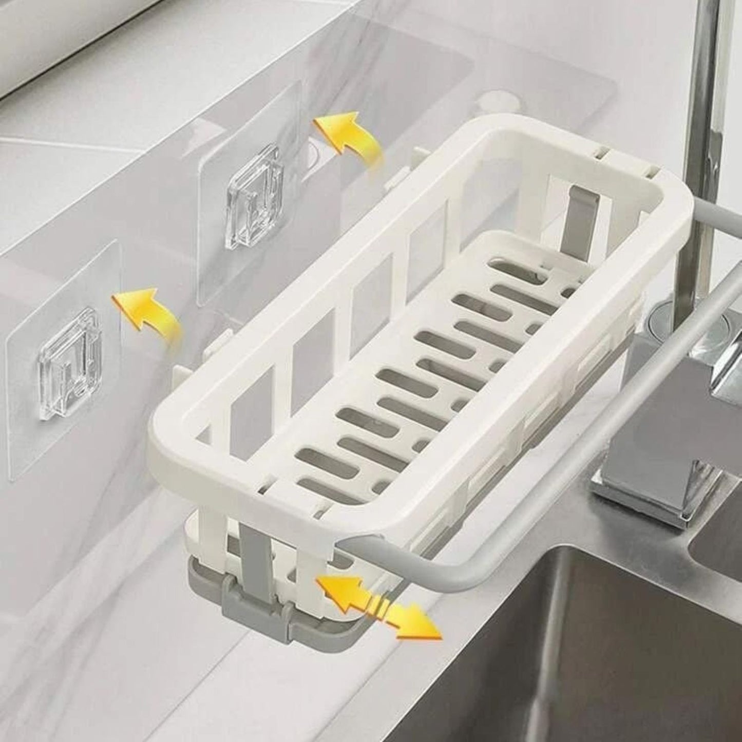 Retractable Sink Storage Tray with Drying Basket