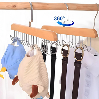 Space Saving 8 Hooks Wooden Hangers ( Pack of 2 Pcs )
