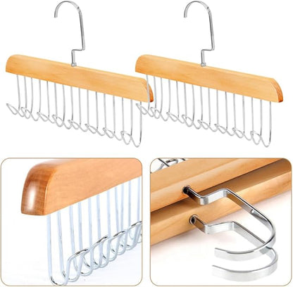 Space Saving 8 Hooks Wooden Hangers ( Pack of 2 Pcs )