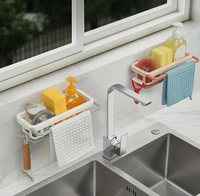 Retractable Sink Storage Tray with Drying Basket