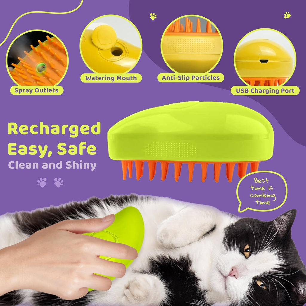 Rechargeable Pet Steam Brush - Shedding & Grooming Tool 🐶🐱