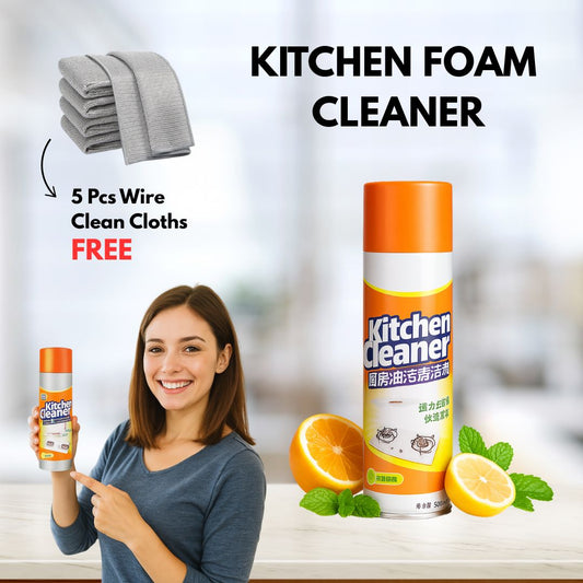 All-Purpose Kitchen Foam Cleaner with FREE Wire Dishwashing Rags (5 pcs)
