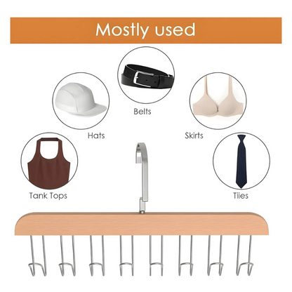 Space Saving 8 Hooks Wooden Hangers ( Pack of 2 Pcs )