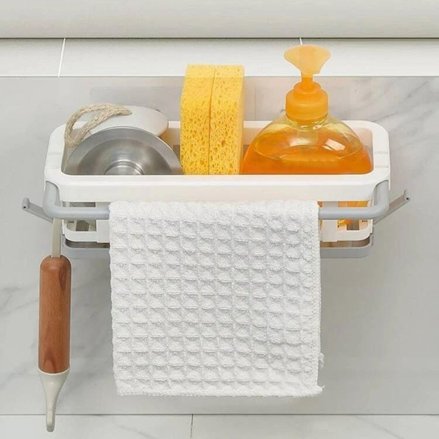 Retractable Sink Storage Tray with Drying Basket