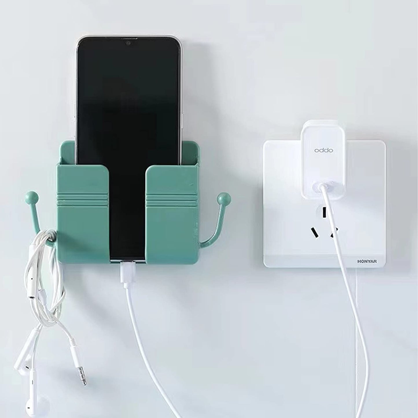 Multi-functional Wall Mounted Phone Holder with Hooks