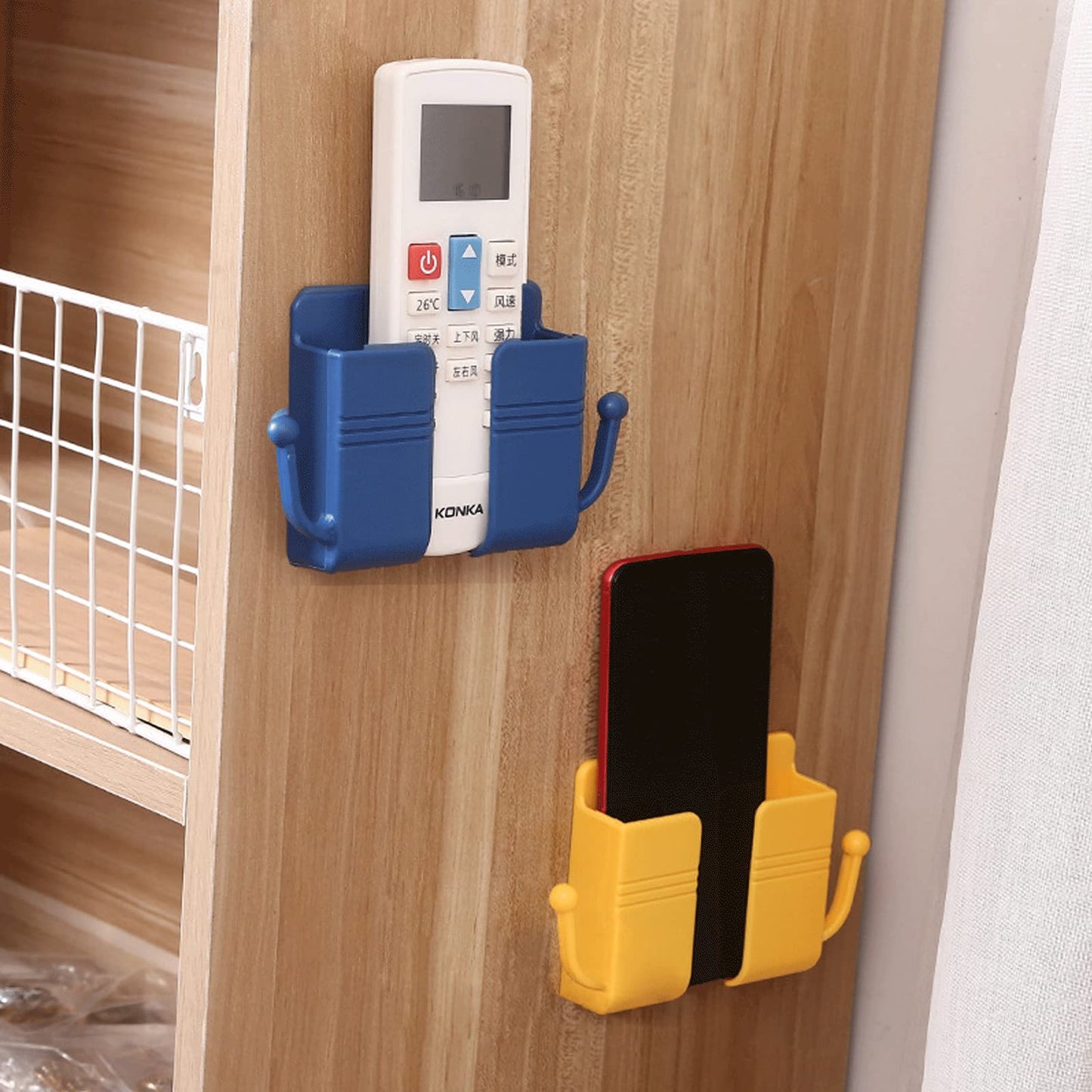 Multi-functional Wall Mounted Phone Holder with Hooks