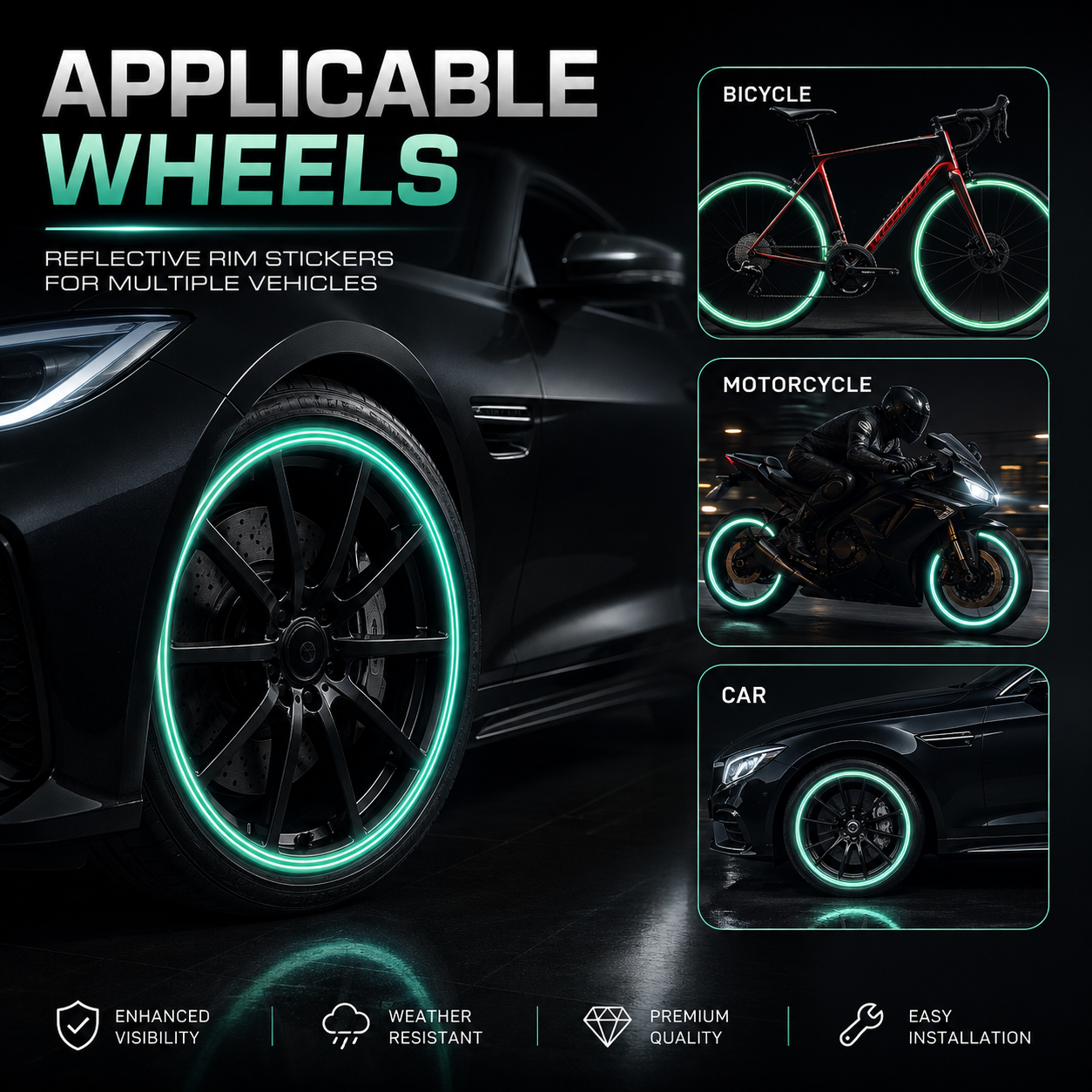 Reflective Wheel Rim Stickers