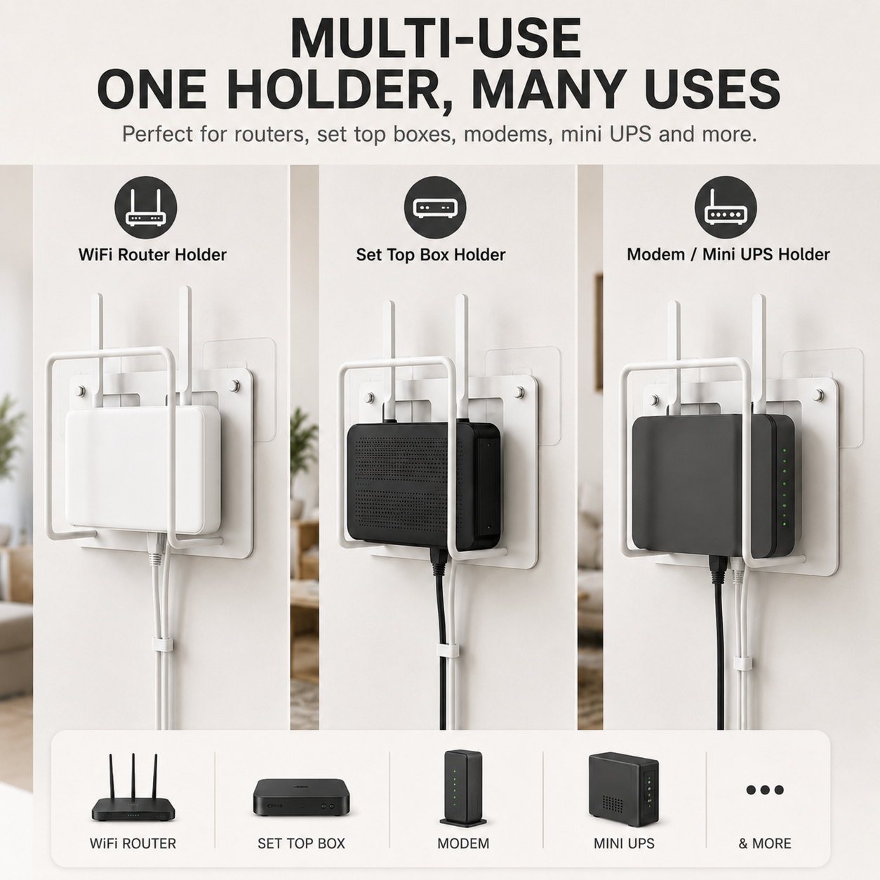 Metal Wall Mounted Shelf for WiFi Router & Modem