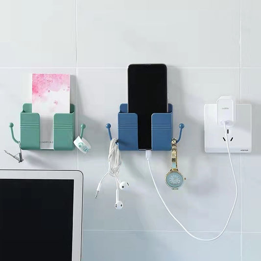 Multi-functional Wall Mounted Phone Holder with Hooks