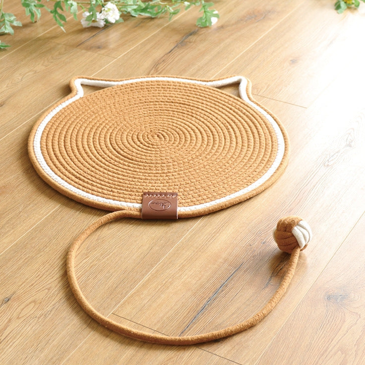 Cat scratch mat with interactive ball