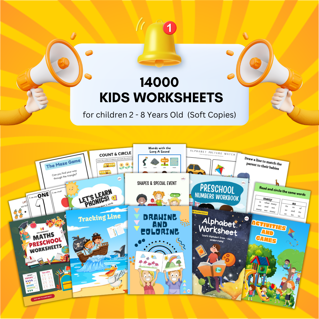 14000+ Kids Engaging Activity Printable Worksheets for 2 - 8 Years Old | Soft Copies