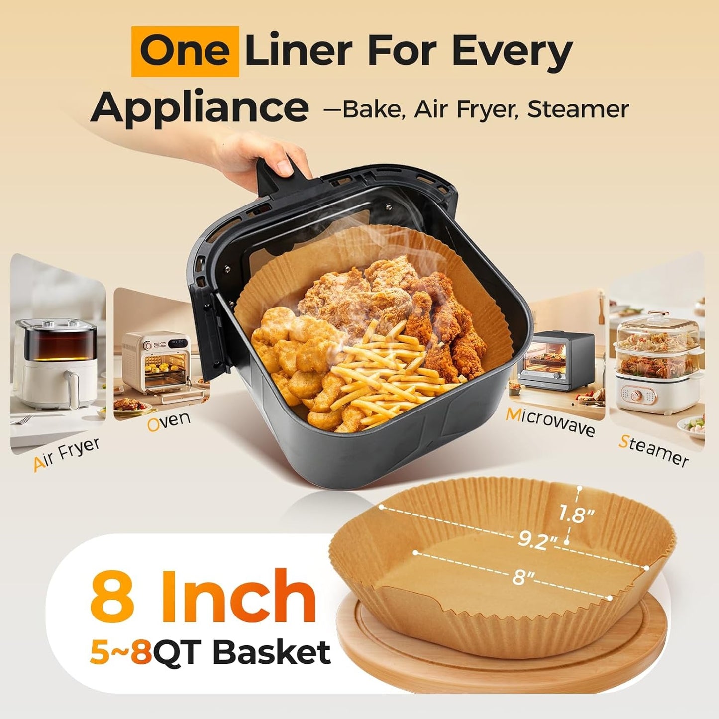Air Fryer & Microwave Liners: Pack of 100Pcs