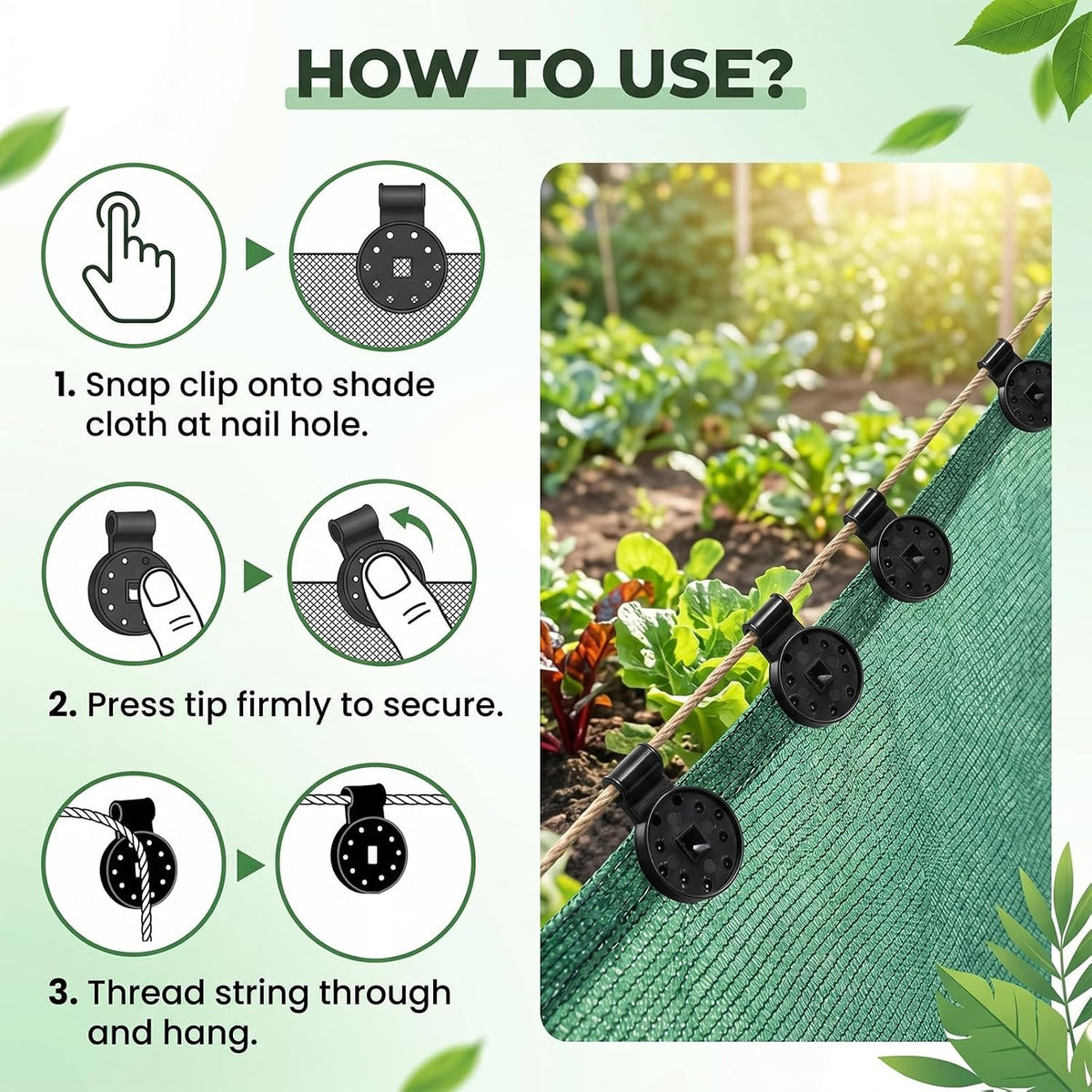 Sun Shade, Garden Nets Fixing Clips