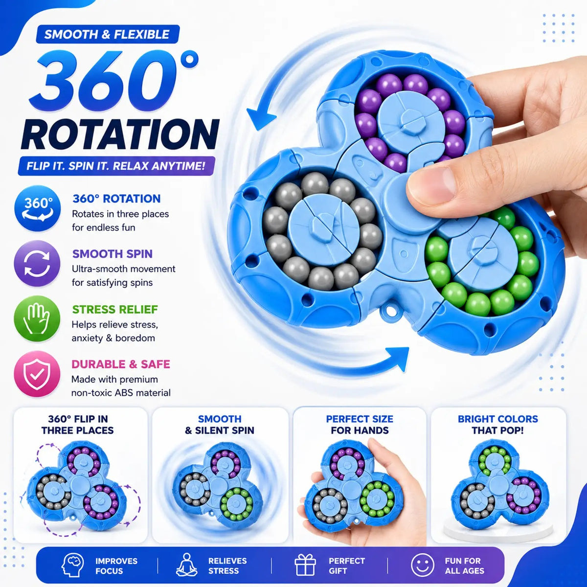 3-Wheel Rotating Bead Puzzle Spinner