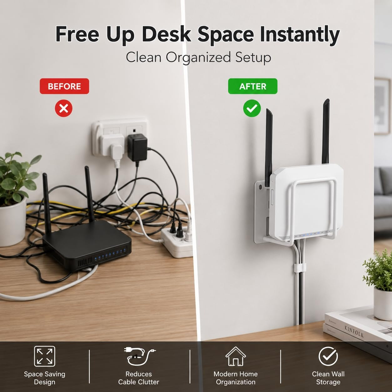 Metal Wall Mounted Shelf for WiFi Router & Modem