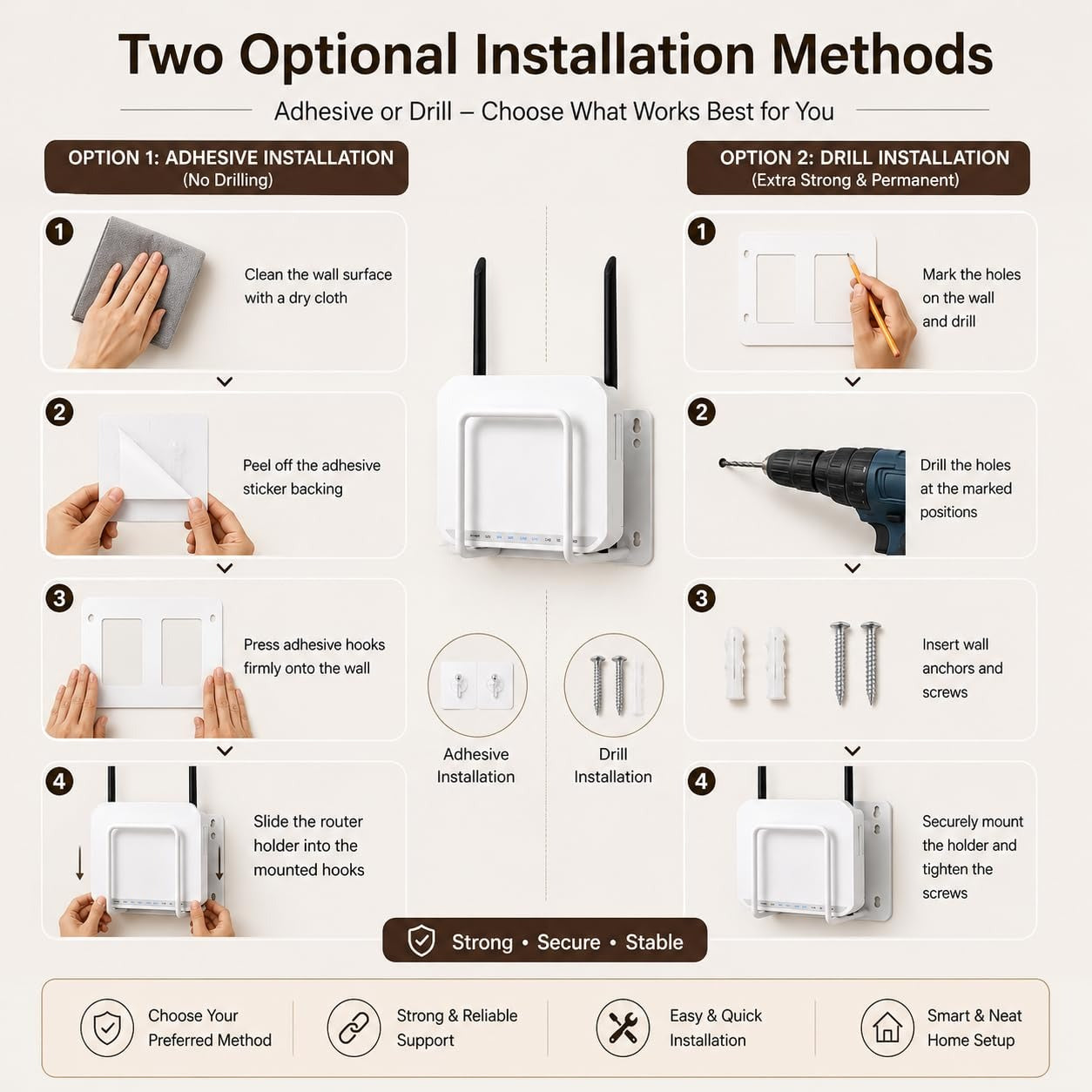 Metal Wall Mounted Shelf for WiFi Router & Modem