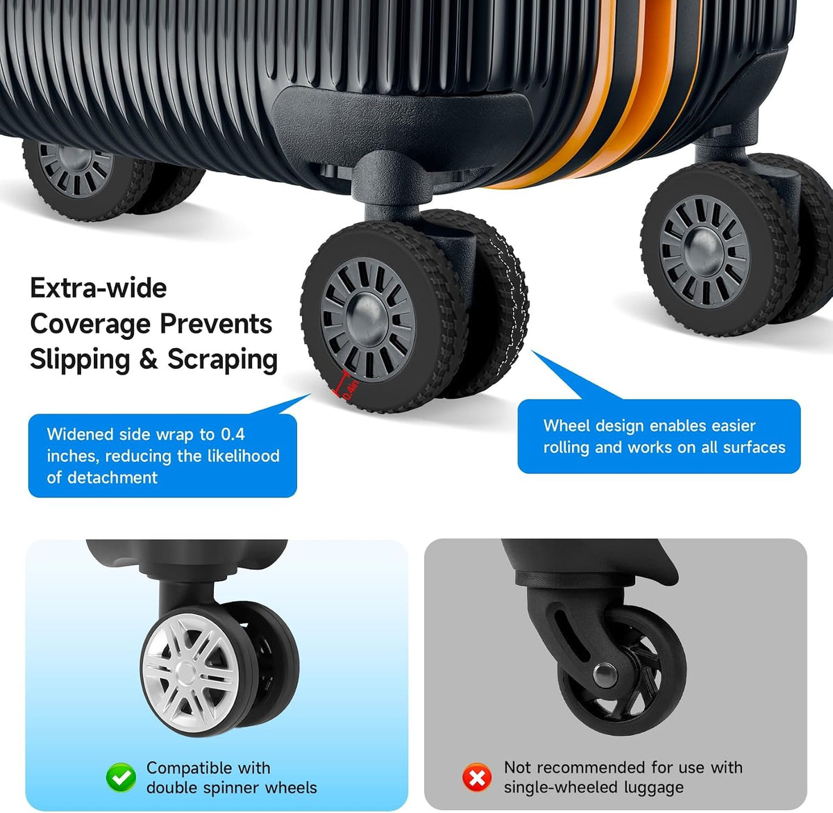 Luggage Wheel Covers 8Pcs