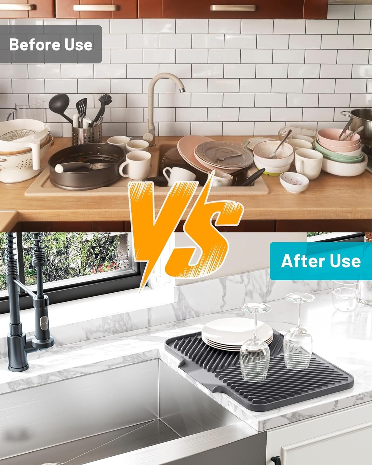 Kitchen Counter Dish Drying Mat