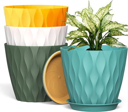 3D Ripple Plant Pots with Saucers
