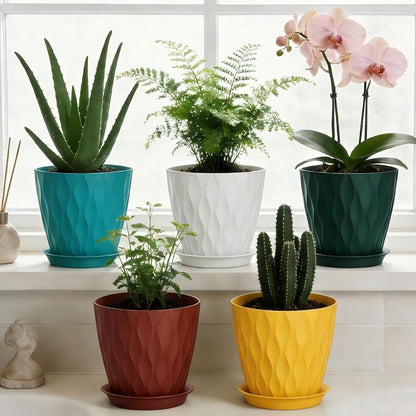 3D Ripple Plant Pots with Saucers