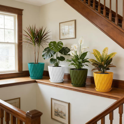 3D Ripple Plant Pots with Saucers