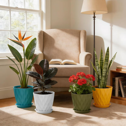 3D Ripple Plant Pots with Saucers