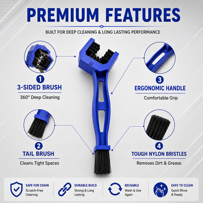 3-Sided Motorcycle Chain Cleaning Brush
