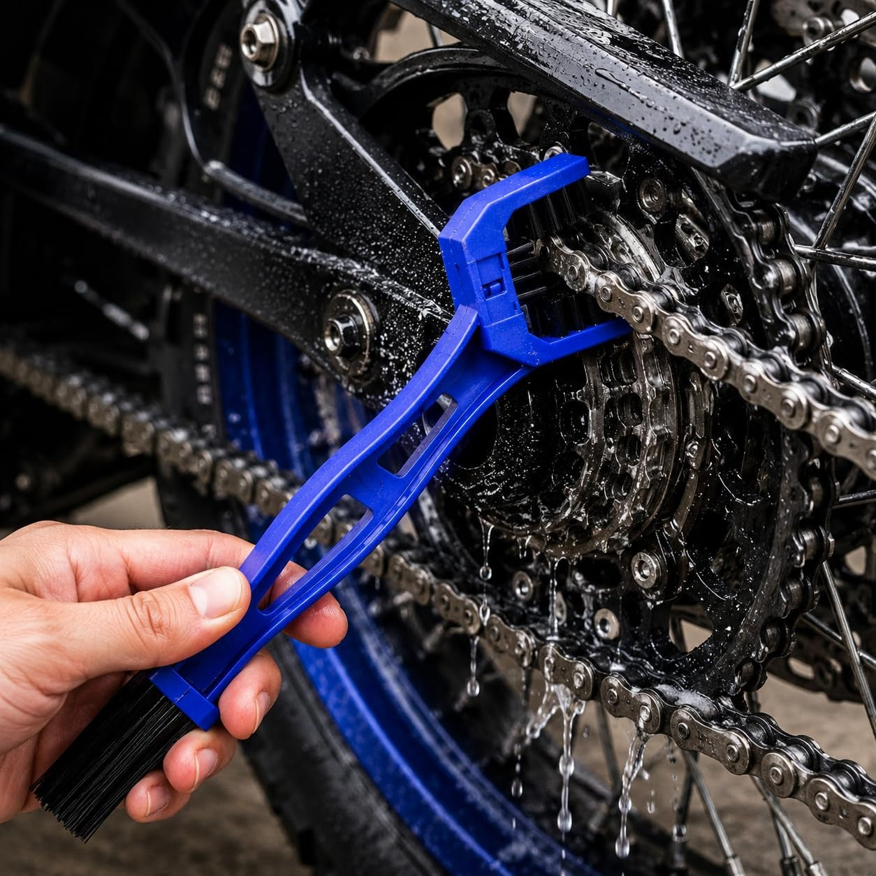 3-Sided Motorcycle Chain Cleaning Brush