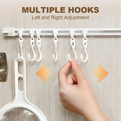 Multipurpose Sliding Hook Rail with 10 Adjustable Hooks