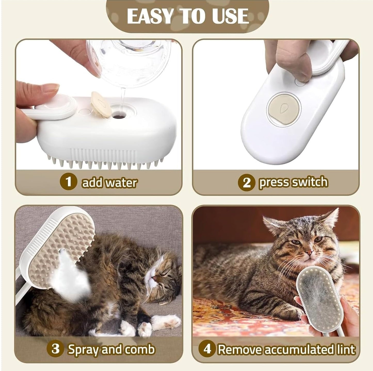 3 in 1 Pet Hair Removal Steam Comb, Perfect for Both Cats & Dogs 🐶🐱